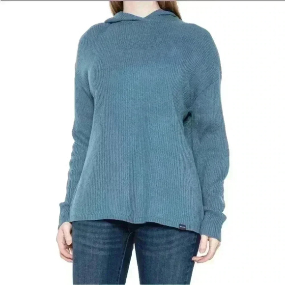 Eddie Bauer Fin Hooded Sweater in Blue Stone Size XS NWT - Picture 1 of 8
